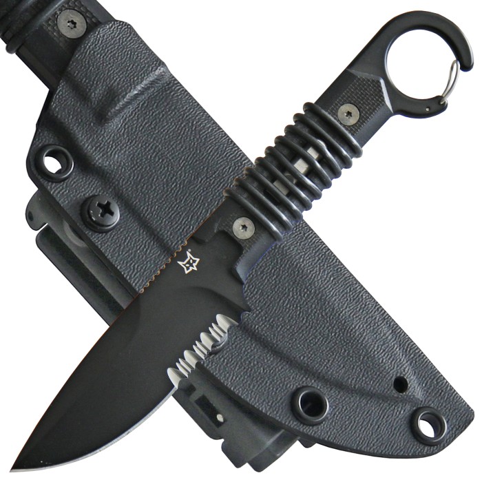 Fox Knives, outdoor knife, partial serration, Kydex sheath, belt adapter